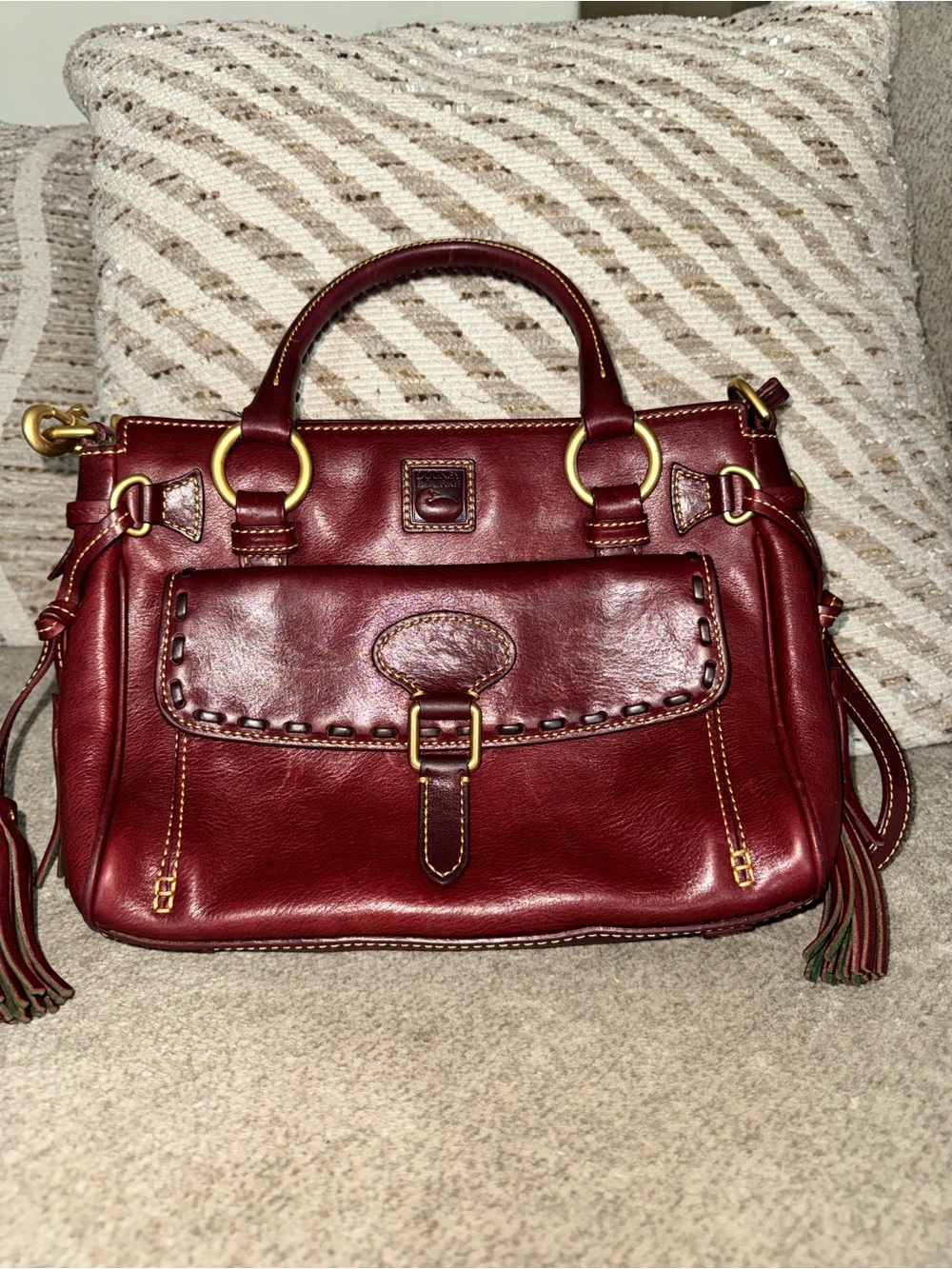 Dooney & Bourke Leather Satchel with Gold Hardware